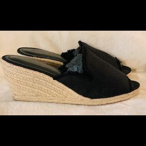 Lauren Ralph Lauren Espadrille Wedge SZ 10 Black
